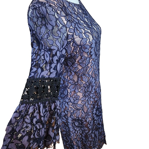 Eliza J Womens Lace Tulip Cocktail Dress Size 6 Grey/Purple Fit Flare Whimsigoth - Picture 4 of 16